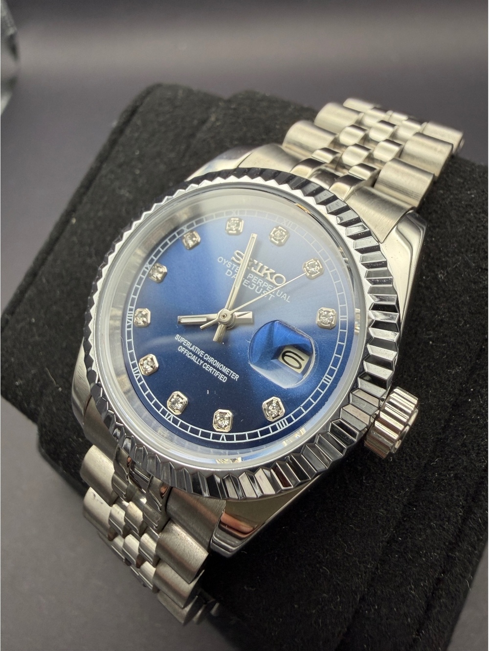 Custom Seiko Blue Diamond Datejust Mod